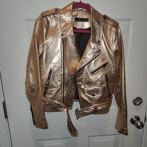 Zara Rose Gold Moto jacket